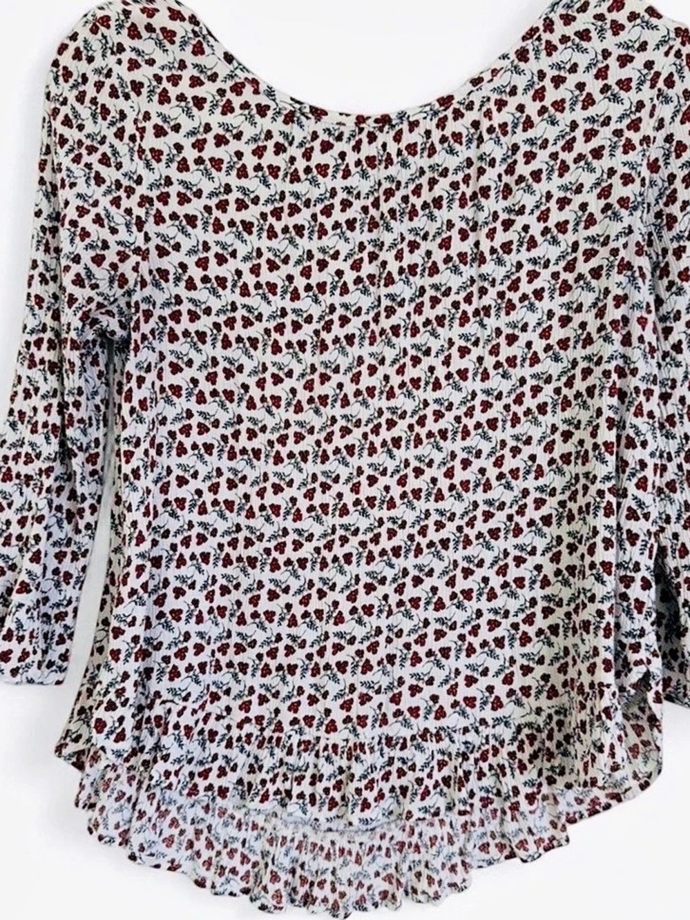 Gap Floral Ruffle Blouse in White & Red Like New